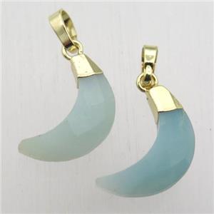 Amazonite crescent moon pendant, gold plated, approx 5-18mm