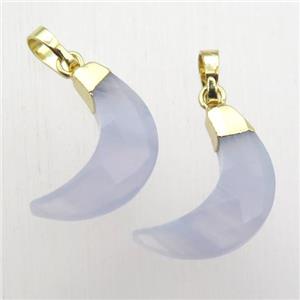 Blue Lace Agate crescent moon pendant, gold plated, approx 5-18mm