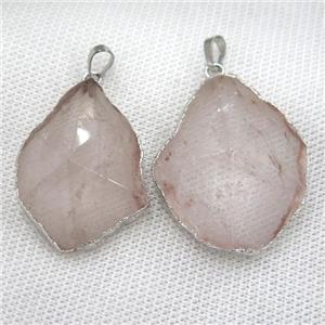 Clear Quartz pendant, freeform, point, silver plated, approx 20-50mm