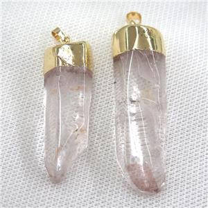 Clear Quartz stick pendant, gold plated, approx 15-55mm