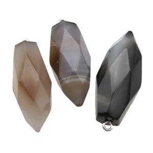 gray Agate bullet pendant, approx 15-33mm