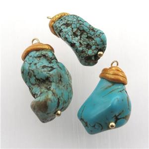 Turquoise nugget pendant, freeform, approx 10-20mm