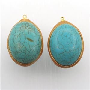 Turquoise oval pendant, approx 20-30mm