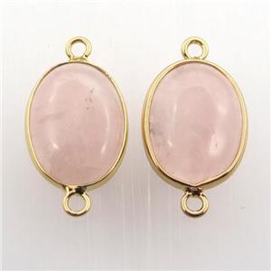 Rose Quartz oval connector, approx 15-20mm