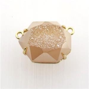champagne Agate Druzy hexagon pendant, approx 16-20mm