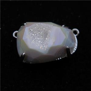 white AB-color Agate Druzy teardrop pendant, approx 15-20mm