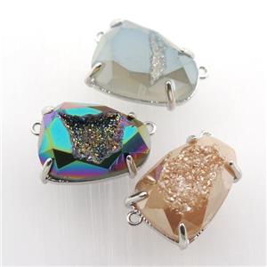 Agate Druzy teardrop pendant, mix color, approx 15-20mm