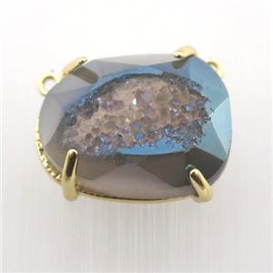 bluegray Agate Druzy teardrop pendant, approx 16-20mm