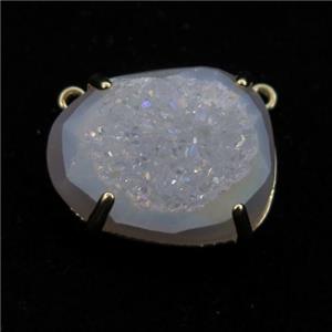 white AB-color Agate Druzy teardrop pendant, approx 16-20mm