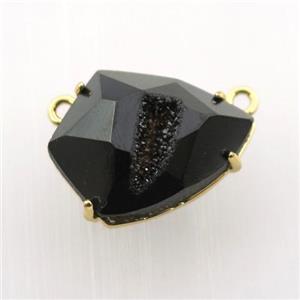 black Agate Druzy teardrop pendant, approx 15-20mm