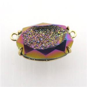rainbow Agate Druzy oval pendant, approx 13-22mm