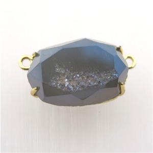 grayblue Agate Druzy oval pendant, approx 13-22mm