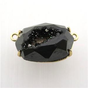 black Agate Druzy oval pendant, approx 13-22mm