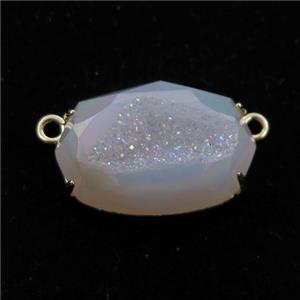 white AB-color Agate Druzy oval pendant, approx 13-22mm