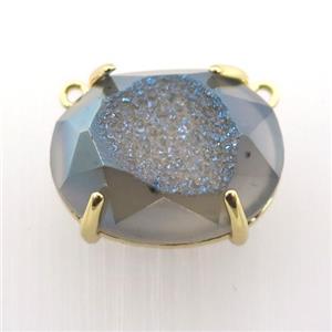 grayblue Agate Druzy oval pendant, approx 16-20mm