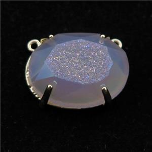 white AB-color Agate Druzy oval pendant, approx 16-20mm