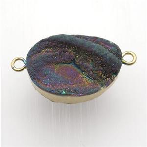 rainbow Solar Agate Druzy pendant, gold plated, approx 15-22mm