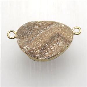 champagne Solar Agate Druzy pendant, gold plated, approx 15-22mm