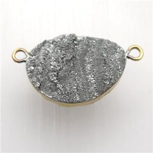 silver Solar Agate Druzy pendant, gold plated, approx 15-22mm