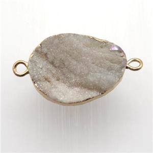 AB-color Solar Agate Druzy pendant, gold plated, approx 15-22mm