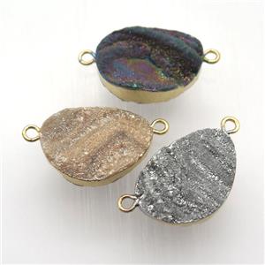 Solar Agate Druzy pendant, gold plated, mix color, approx 15-22mm