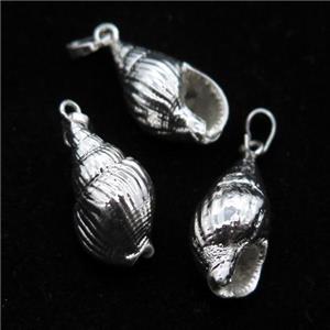 Conch Shell pendant, silver plated, approx 16-25mm