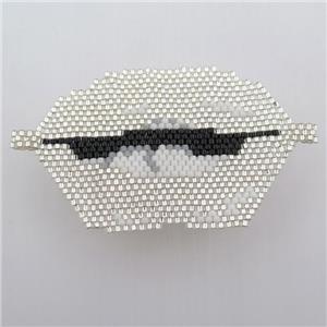 Handcraft connector with seed glass beads, white, approx 40-55mm