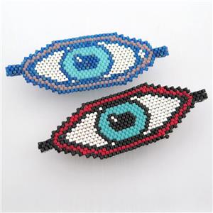 Handcraft eye connector with seed glass beads, mix color, approx 25-60mm