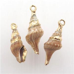 Conch shell pendant, gold plated, approx 10-25mm