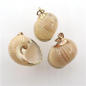 conch shell pendant, gold plated, approx 13-20mm