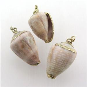 conch shell pendant, gold plated, approx 15-25mm