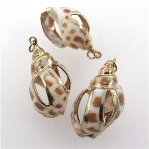 conch shell pendant, gold plated, approx 15-30mm