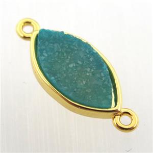blue agate druzy eye connector, gold plated, approx 8-16mm