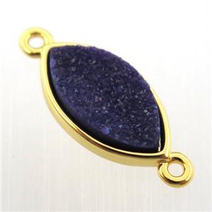 black agate druzy eye connector, gold plated, approx 8-16mm
