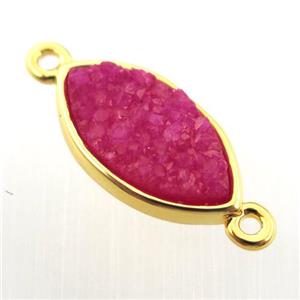 hotpink agate druzy eye connector, gold plated, approx 8-16mm