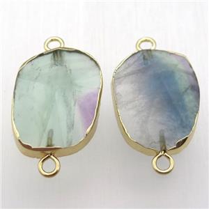 Fluorite connector, freeform, point, gold plated, approx 20-40mm