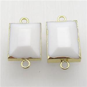 white porcelain rectangle connector, gold plated, approx 18-22mm