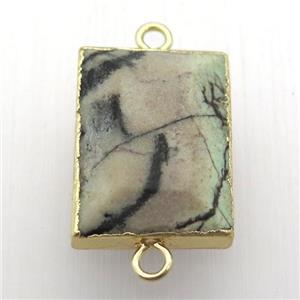 picasso jasper rectangle connector, gold plated, approx 18-30mm