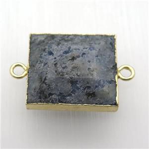 Iolite square connector, gold plated, approx 22mm