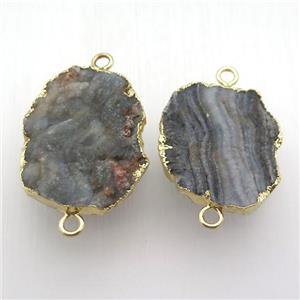 agate druzy connector, freeform, gold plated, approx 20-30mm