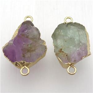 fluorite connector, freeform, gold plated, approx 18-28mm