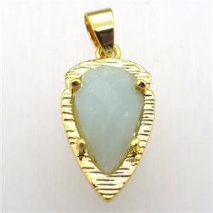 Chinese Amazonite teardrop pendant, gold plated, approx 13-21mm