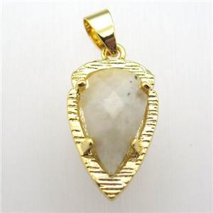white moonstone teardrop pendant, gold plated, approx 13-21mm