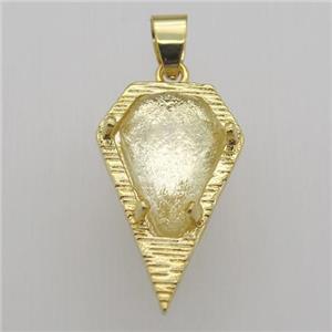 clear quartz teardrop pendant, gold plated, approx 15-25mm