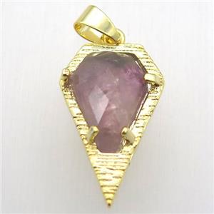 lt.purple amethyst teardrop pendant, gold plated, approx 15-25mm