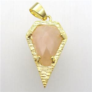 rose quartz teardrop pendant, gold plated, approx 15-25mm