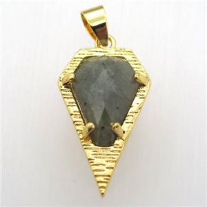 labradorite teardrop pendant, gold plated, approx 15-25mm