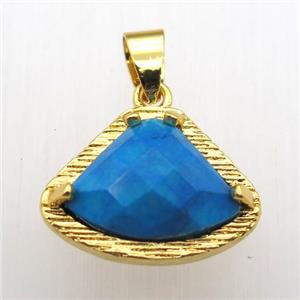 blue turquoise fan pendant, gold plated, approx 15-20mm