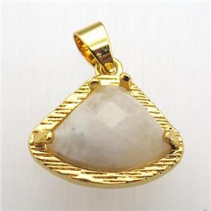 white moonstone fan pendant, gold plated, approx 15-20mm