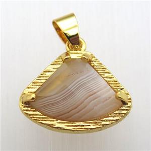 botswana agate fan pendant, gold plated, approx 15-20mm